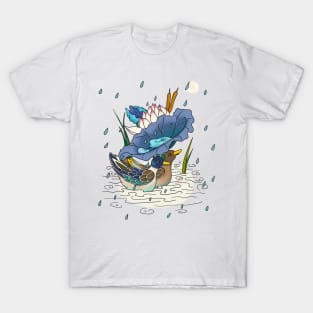 Minhwa: 2 Ducks under a Lotus Leaf F Type (Korean traditional/folk art) T-Shirt